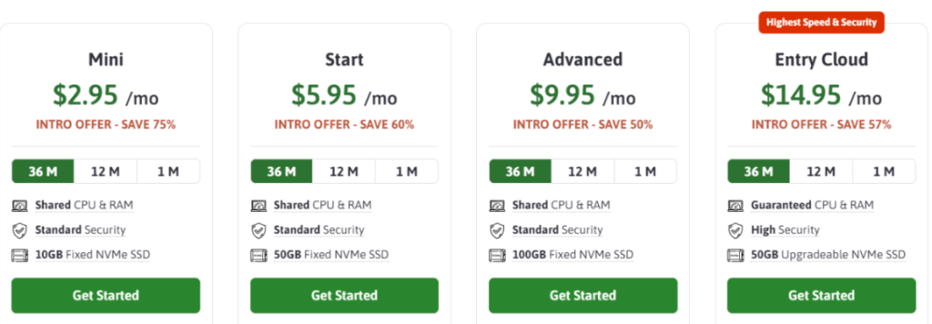 Scala Hosting Subscription Plans