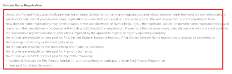 Namecheap Black Friday Refund Policy